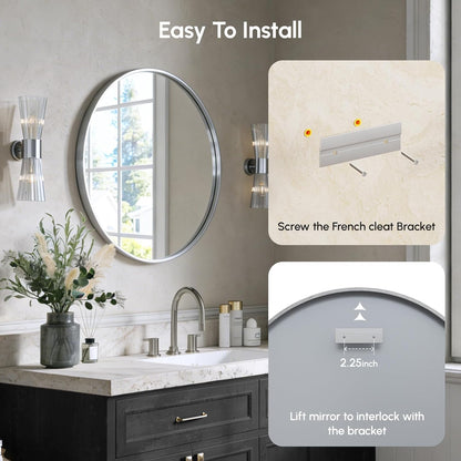 USHOWER Bathroom Mirrors for Over Sink, 36 Inch Circle Mirror with Metal Frame, Black Wall Mirror for Vanity, Entryway, Living Room, Hallway and Bedroom Decor
