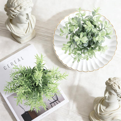 4pcs Fake Small Plants, Artificial Greenery Potted Plant for Home Office Decor, Small Faux Gray Grass Eucalyptus for Bathroom Plants Decoration, Mini Plant Potted Table Shelf Decoration