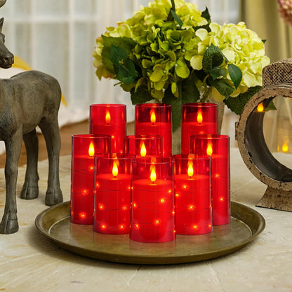 Homemory Flameless Candles with Embedded Star String Fairy Lights, Battery Operated Candles, LED Candle, Fake Candles with Remote Control and Timer for Halloween, Gray Acrylic, Set of 5(H4"5"6"8"8")