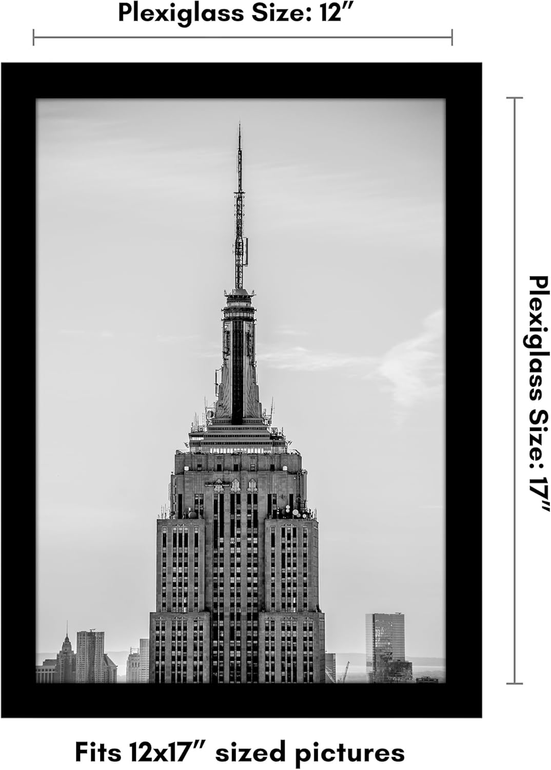 Americanflat 16x20 Picture Frame with Polished Plexiglass - Black Picture Frame - Wide Photo Frames Made of Engineered Wood for Vertical or Horizontal Wall Display - Epic Collection - Black - Colors A