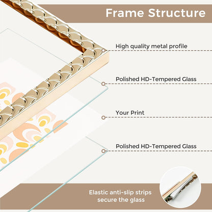 RICHFOCUS Gold 5x7 Floating Picture Frame for Photo 4x6 3.5x5 | 5 x 7 Metal Picture Frames with Double Glass for Tabletop|Modern Photo Frames Wedding|Home Decor