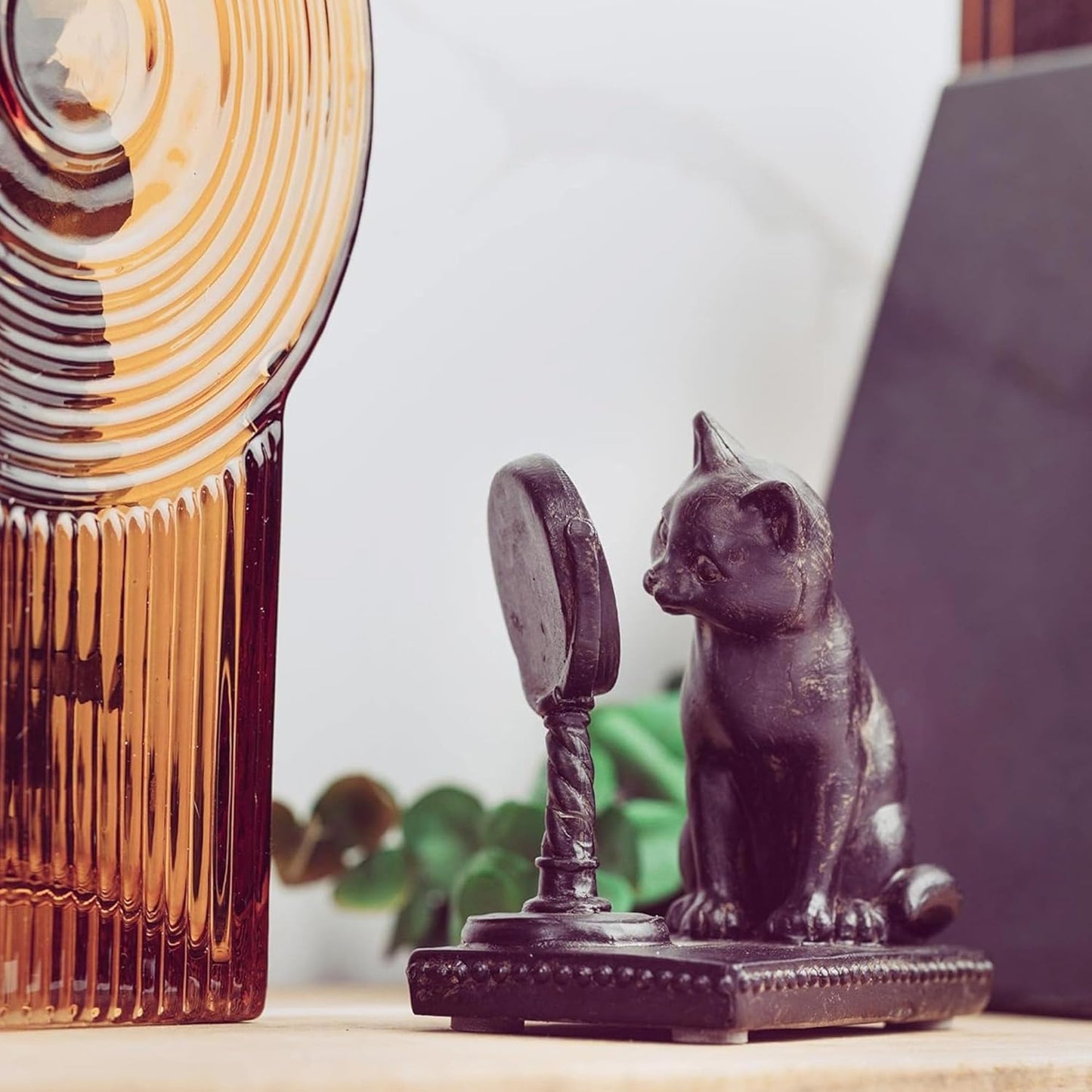 Young's Inc Cat Figurine - Cute Cat Statue - Whimsical Cat Decor for Cat Lovers, Collectibles and Meditation Decor - Cat with Eye Glasses - 4'' L X 3'' W X 5'' H