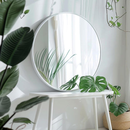 Sunniry Black Round Mirror, Round Mirror 24 inch, Black Circle Mirrors Matte Metal Frame, Wall Mounted Mirrors for Living Room, Bathroom, Wall, Entryway.