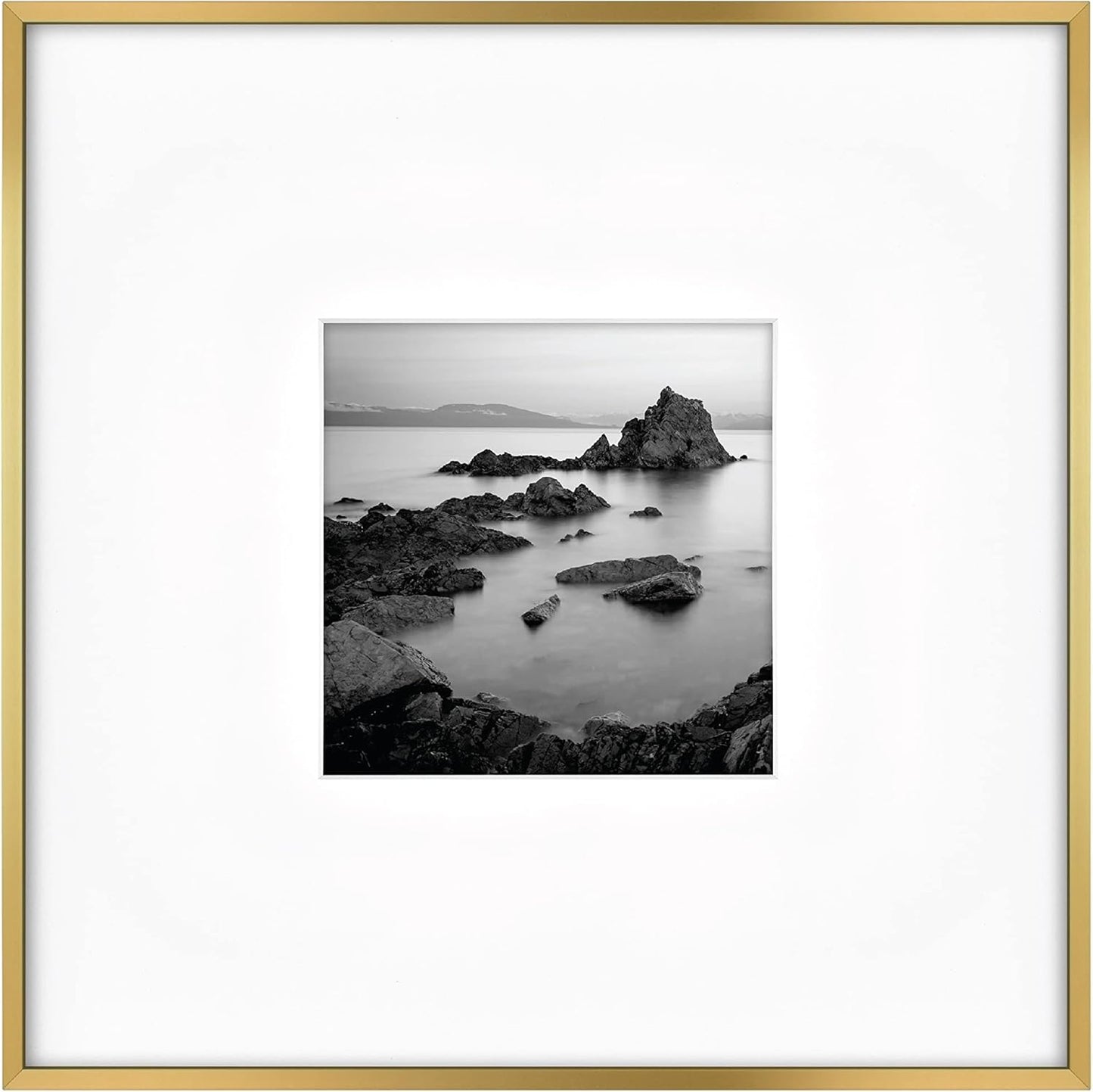 MCS Master & Co. Foundry Metal 18x18 Matted Picture Frame with 8x8 Photo Display, Black Vertical & Horizontal Wall Hanging Frame for Photos & Artwork (1-Pack)