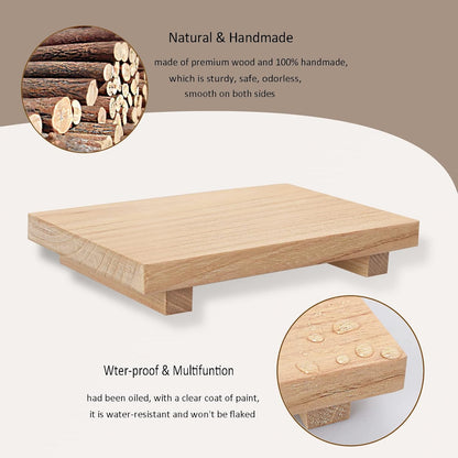 zoocatia Small Wood Tray Pedestal Stand Farmhouse Bathroom Decor Decorative Wooden Riser Kitchen Soap Dish Holder for Vanity, Counter, Sink, Brown