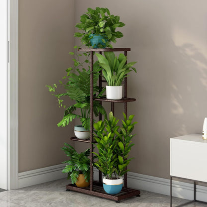 LINZINAR Plant Stand Indoor Outdoor Corner 4 Tier Metal Plant Shelf Patio Plant Rack for Garden Corner Balcony Living Room