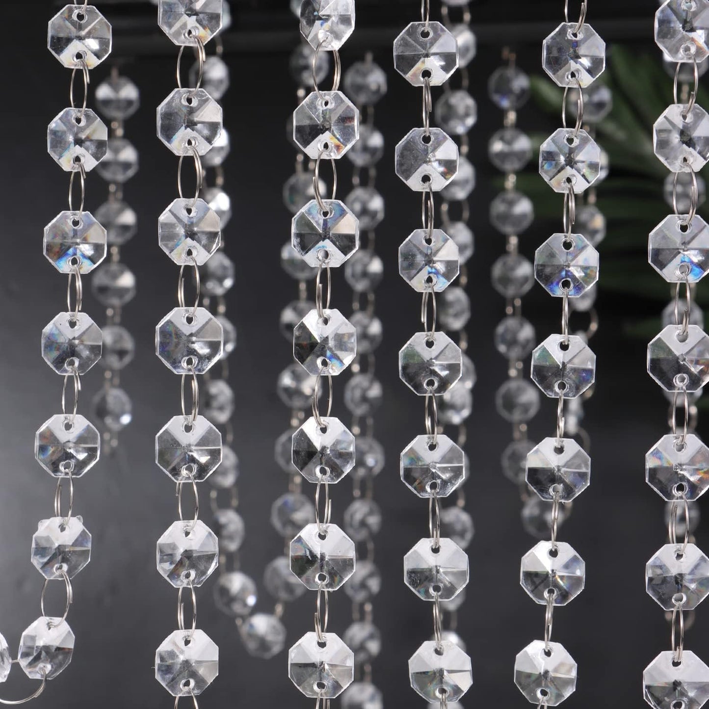 16.5 Feet Hanging Clear 14mm Daimond Acrylic Crystal Garland for Manzanita Tree Centerpiece, Chandelier Bead Lamp Chain, Christmas/Wedding Party Decoration and DIY Craft Jewelry Decoration