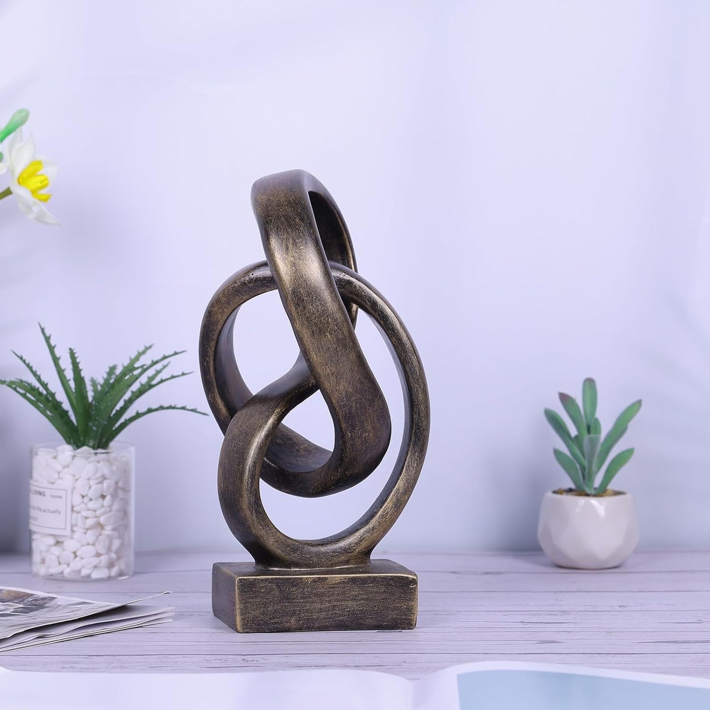 DOVDOV Abstract Black Knot Sculpture, Geometric Decor, Black Decorative Piece for Living Room Coffee Table or Bookshelf Top, Office Coffee Table or Entryway Console Decor.