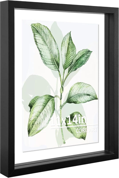 CORE ART 8x10 Floating Picture Frame,Double Plexglass Floating Frame for 5x7,4x6 Pictures,Wall or Tabletop Display,Black