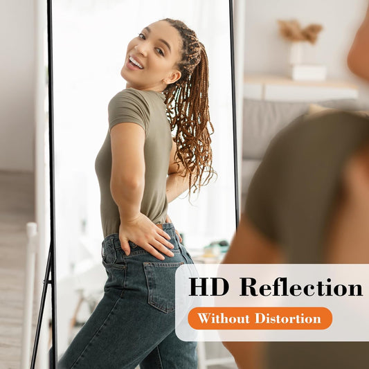DUMOS Full Length Mirror 64"x21" Full Body Floor Mirror for Bedroom or Cloakroom, Can Stand Alone, Hang or Lean Against Wall, Tall Wall Mirror with Stand, Black