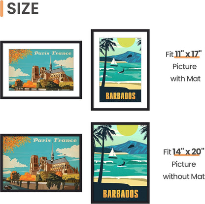 upsimples 8x10 Picture Frame, Display Pictures 5x7 with Mat or 8x10 Without Mat, Wall Hanging Photo Frame, Black, 1 Pack - Colors A