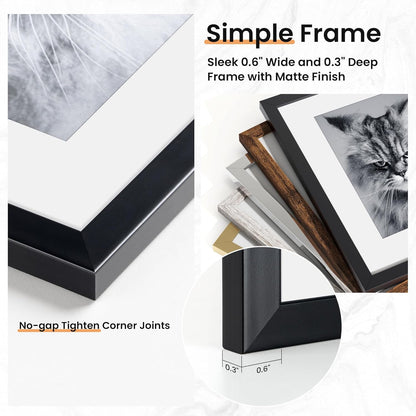 Venusmiles 15 Pack Picture Frames Collage Wall Decor, Gallery Frame Set for Wall Mounting or Tabletop Display, Multi Sizes Including 3pcs 8x10, 6pcs 5x7, 6pcs 4x6, Oak