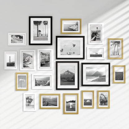 Venusmiles 20 Pack Picture Frames Collage Wall Decor, Gallery Frame Set for Wall Mounting or Tabletop Display, Multi Sizes Including 4pcs 8x10, 8pcs 5x7, 8pcs 4x6, Oak