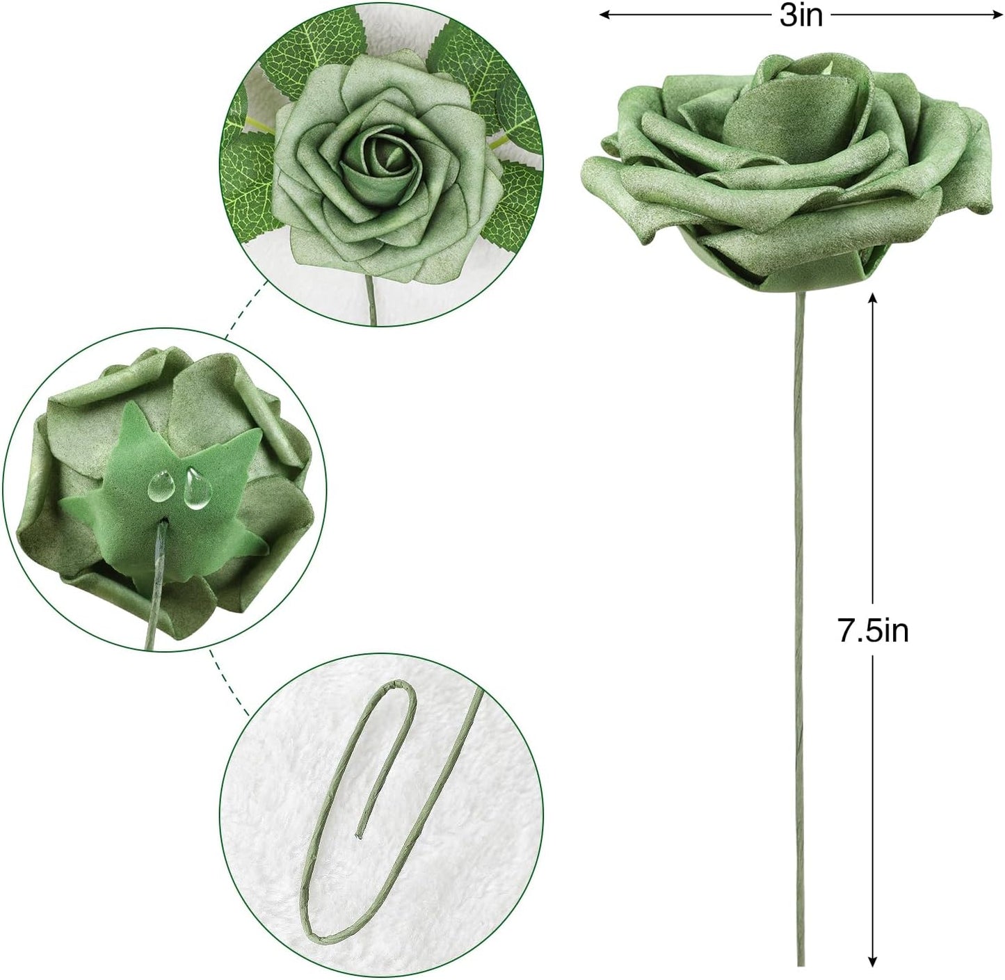 AmyHomie Artificial Flowers Dark Red Rose 25pcs Real Looking Fake Roses w/Stem for DIY Wedding Bouquets Centerpieces Arrangements Party Baby Shower Mothers Day Christmas Tree Decorations