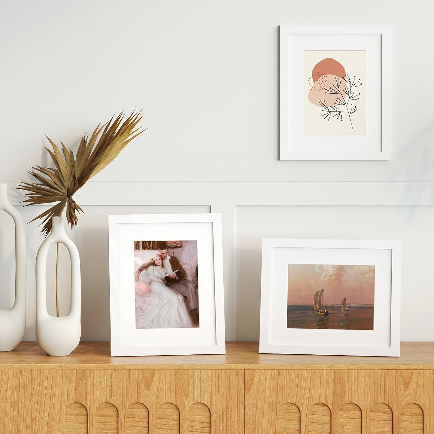 12x12 Picture Frame Set of 9, Display Pictures 8x8 with Mat or 12x12 without Mat, Multi Collage Gallery Square Photo Frames for Wall or Tabletop, Black