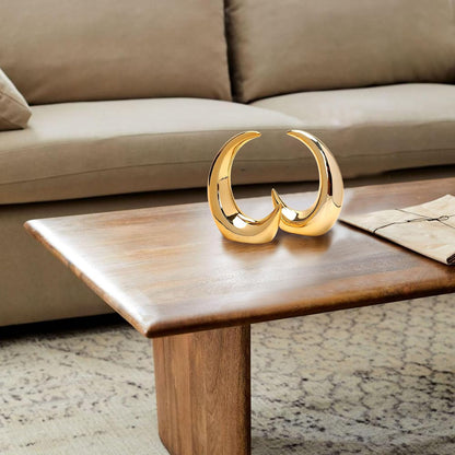 2 Pieces Gold Small Animal Statue Moon Statue Decor Modern Style Ceramic Moon Figurines Statues for Home Decor Accents Living Room Office Table Bookshelf Desk Bedroom Decorative Objects