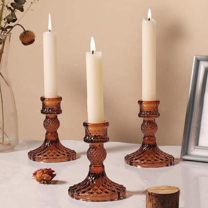 DARJEN Candlestick Holders Set,12Pcs 4" H Taper Candle Holders Bulk, Clear Glass Candle Holders for Wedding, Spring Party, Romantic Dinner, Festival & Windowsill Decor