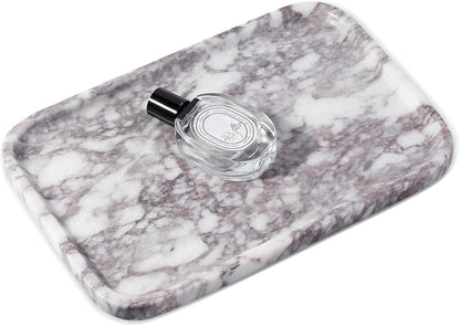 Marble Vanity Tray for Dresser Organizer, Travertine Bathroom Tray Countertop, Beige Decorative Serving Trays, Kitchen Sink Storage, Jewelry & Perfume Holder(Travertino Romano)