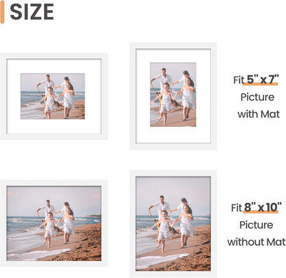 upsimples 11x14 Picture Frame Set of 5, Display Pictures 8x10 with Mat or 11x14 Without Mat, Wall Gallery Photo Frames, Black