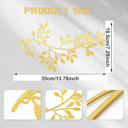 Hotop 2 Pieces Metal Tree Leaf Wall Decor Vine Olive Branch Leaf Wall Art Wrought Iron Scroll Sculptures Above the Bed, Living Room, Outdoor Decoration (Classic Style,Black)