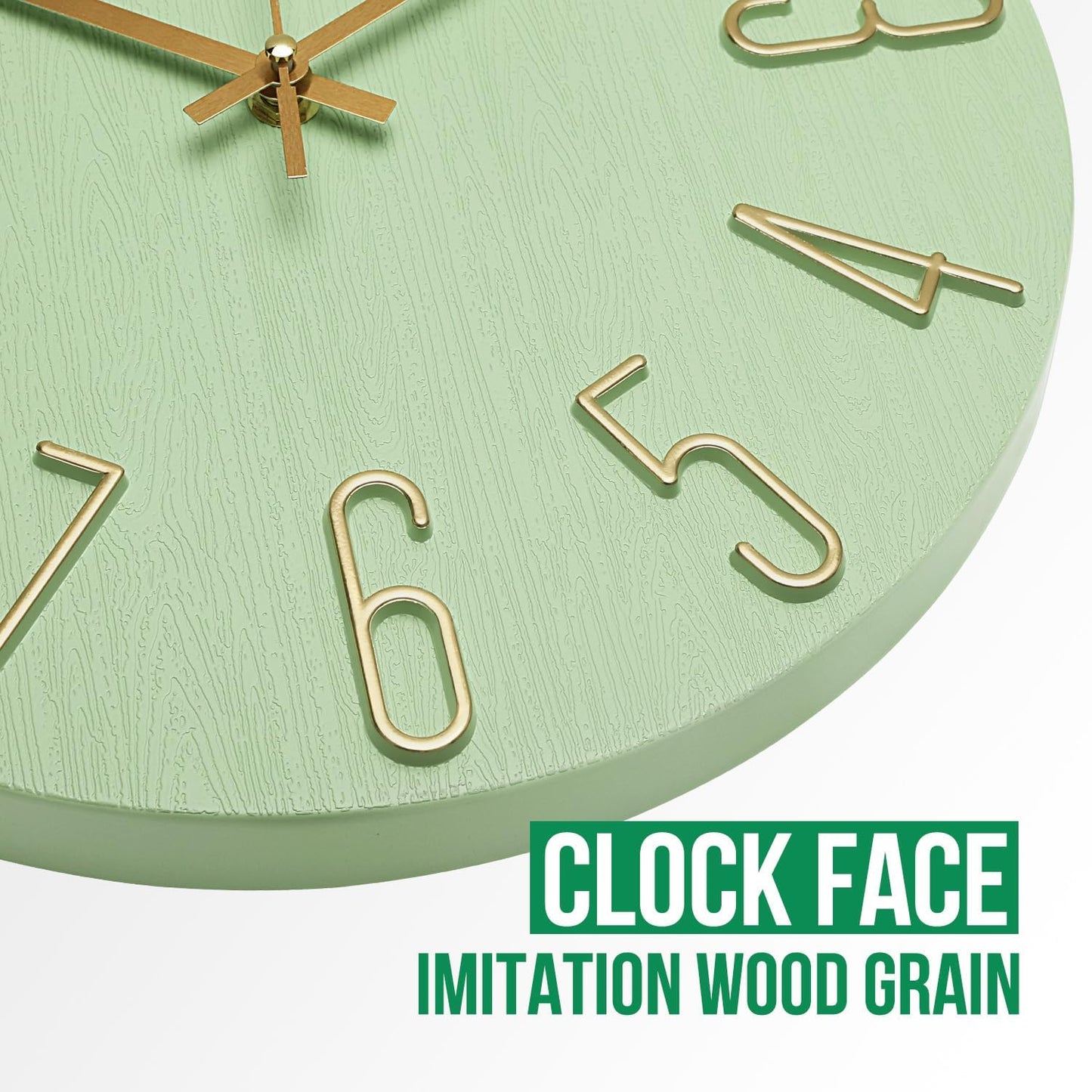 Wall Clock 12 Inch Silent Non-Ticking Imitation Wood Indoor Clock Round White Decor Clock Modern 3D Figures Quartz Wall Clocks for Home, Hotel, Office, School, Bedroom, Living Room, Kitchen