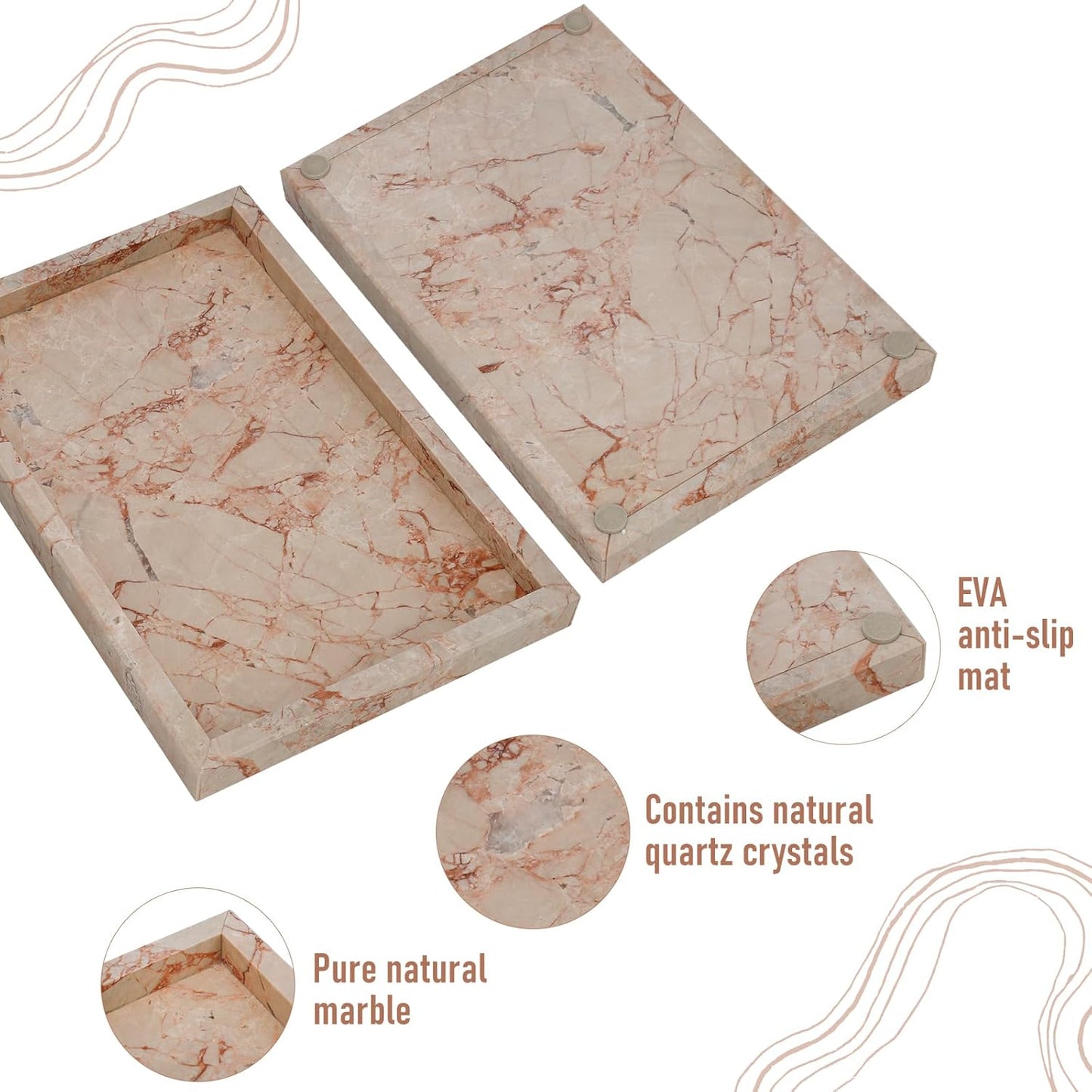 Marble Bathroom Tray,Pure Natural Vanity Tray,Marble Tray for Kitchen Counter Non-Ceramic/Non-Resin,Stone Trays 12 x 8 inch Cyan Green
