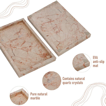 Marble Bathroom Tray,Pure Natural Vanity Tray,Marble Tray for Kitchen Counter Non-Ceramic/Non-Resin,Stone Trays 12 x 8 inch Cyan Green