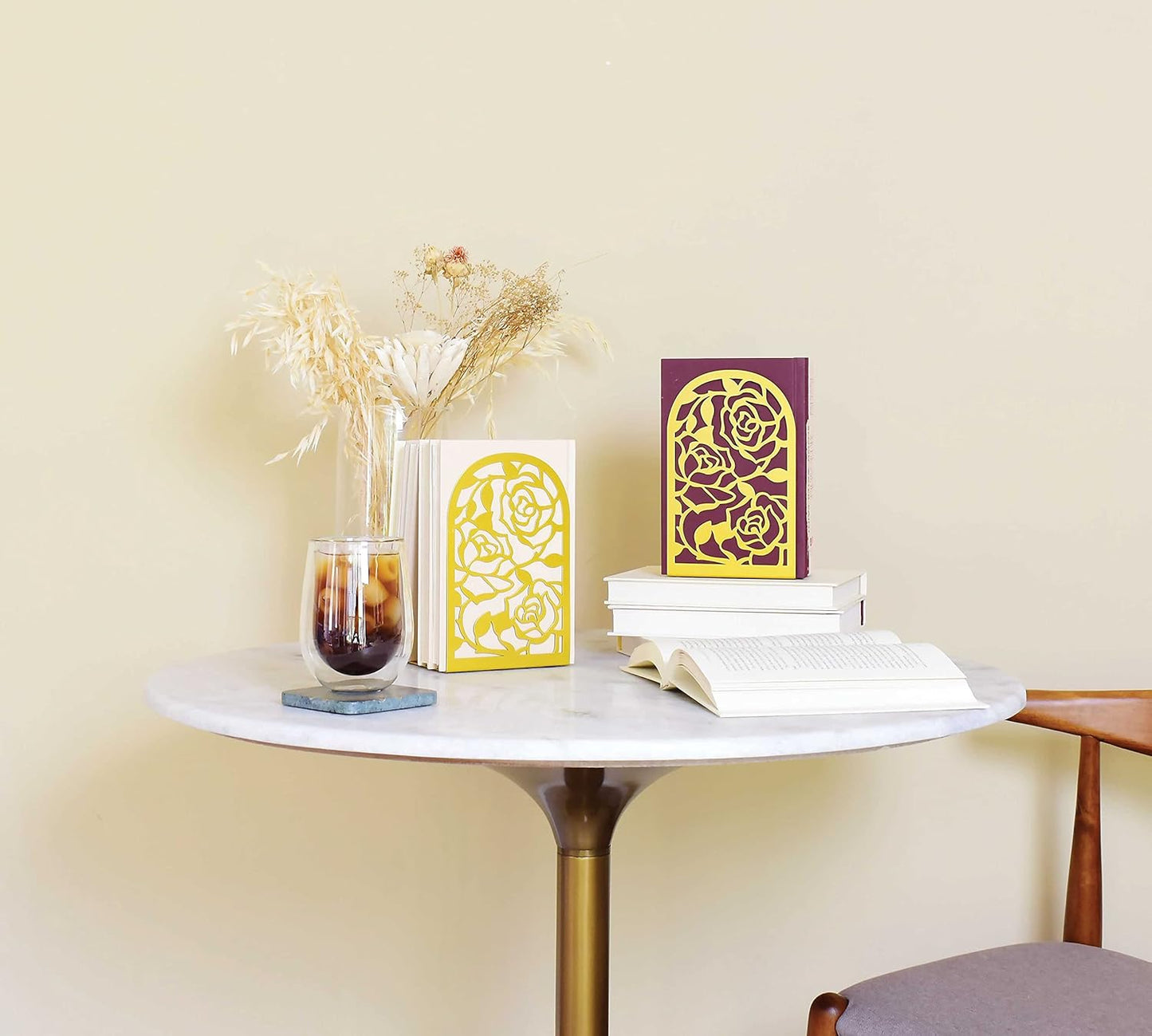 CNK Premium BookEnds - Heavy Duty Metal Book Stoppers for Home Office, Decorative Book Shelf Holders (Hummingbird Black)