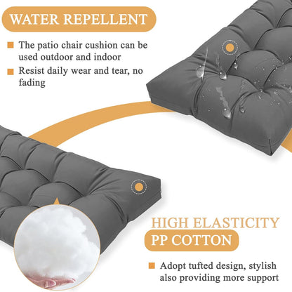 MTMR Outdoor Bench Cushion-44X19 Water-Repellent Tufted Porch Swing Cushions with High Elasticity PP Cotton and Ties Fade-Resistant Patio Outdoor Chair Cushion for Bench Furniture, Indoor Seat Cushion