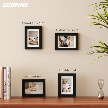 Egofine 12x16 Picture Frame Black, Covered by Plexiglass Made of Solid Wood, Display Pictures 9x12 and 11x14 with Mat or 12x16 Without Mat, for Wall Mounting Photo Frame - Colors B