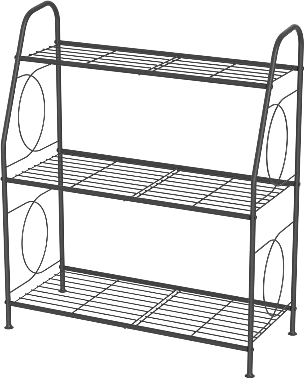 VyGrow Plant Stand, 4 Tier Plant Shelf for Indoor Outdoor, Heavy Duty Metal Tall Plant Stands Holder Rack for Living Room Balcony and Garden, Black