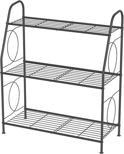 VyGrow Plant Stand, 4 Tier Plant Shelf for Indoor Outdoor, Heavy Duty Metal Tall Plant Stands Holder Rack for Living Room Balcony and Garden, Black