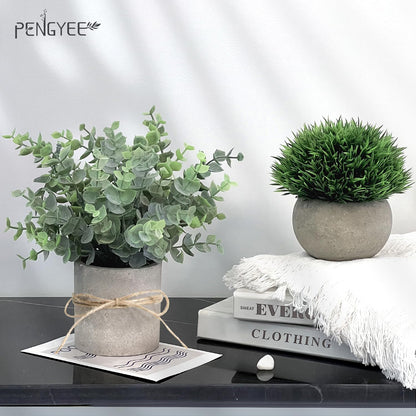 4 Pack Small Fake Plants in White Pulp Pot for Home Decor, Artificial Plants Indoor, Small Faux Plants Indoor for Bathroom Bedroom Kitchen Office Farmhouse Room Shelf Decor