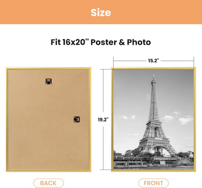 upsimples 18x24 Picture Frame Black 3 Pack, Scratch-Proof Poster Frames 18 x 24 for Photo Gallery - Slide-In Strips, Horizontal or Vertical Wall Mounting