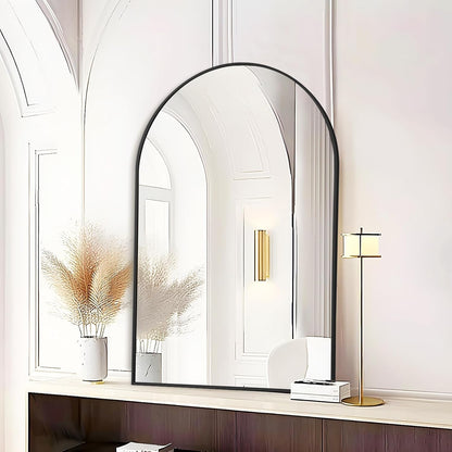 Fabuday Black Arch Bathroom Mirror for Wall - 20x28 Arched Mirror for Over Sink, Metal Framed Mirror for Hanging in Living Room, Bedroom, Entryway, Hallway