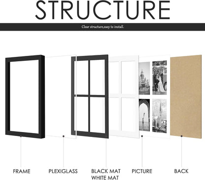 DUENPY 14x26 Collage Picture Frame 4x6 Collage Picture Frame Displays Twelve 4x6 inch Photos Available Horizontal Wall Mounting Display and Vertical Black - Colors A