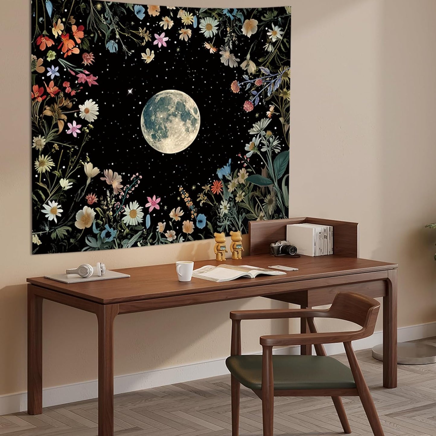 Apdidl Forest Galaxy Starry Tapestry for Bedroom Ceiling, Blue Space Night Starry Sky Moon Stars Tapestry Aesthetic, Tree Forest Milky Way Backdrop Wall Hanging for Dorm Living Room Decor (51" X 60")
