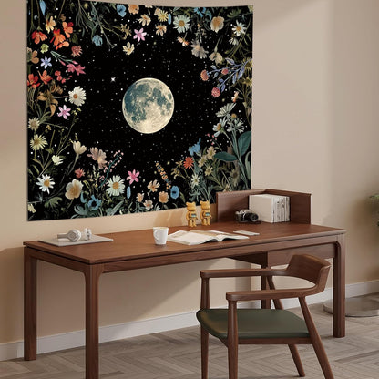 Apdidl Forest Galaxy Starry Tapestry for Bedroom Ceiling, Blue Space Night Starry Sky Moon Stars Tapestry Aesthetic, Tree Forest Milky Way Backdrop Wall Hanging for Dorm Living Room Decor (51" X 60")