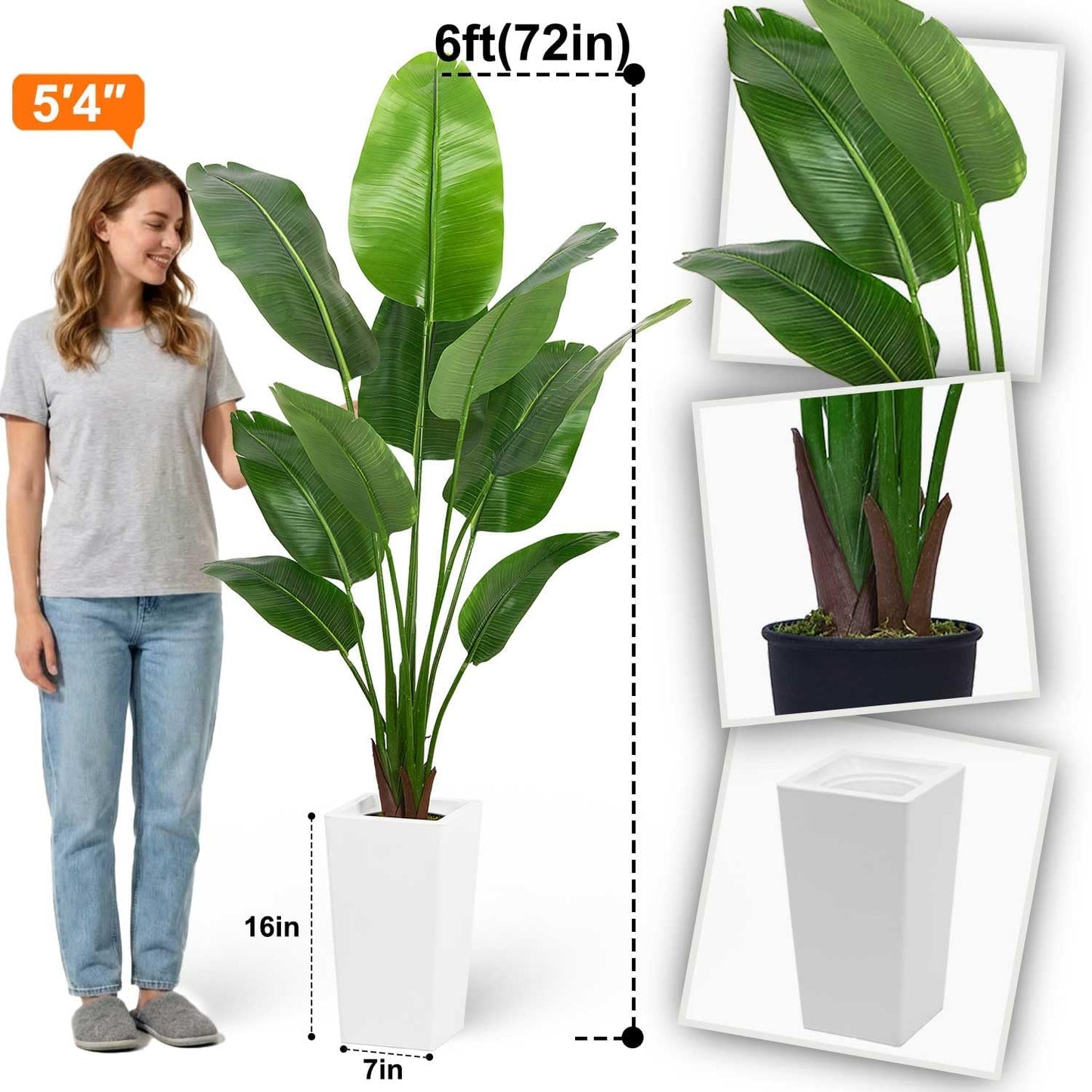 Aveyas 7ft Artificial Olive Tree for Home Decor, 7 Feet Large Faux Plant Fake Skinny Silk Trees with Pot for Indoor Outdoor House Living Room Office (7 ft Tall Including Raised Pot)