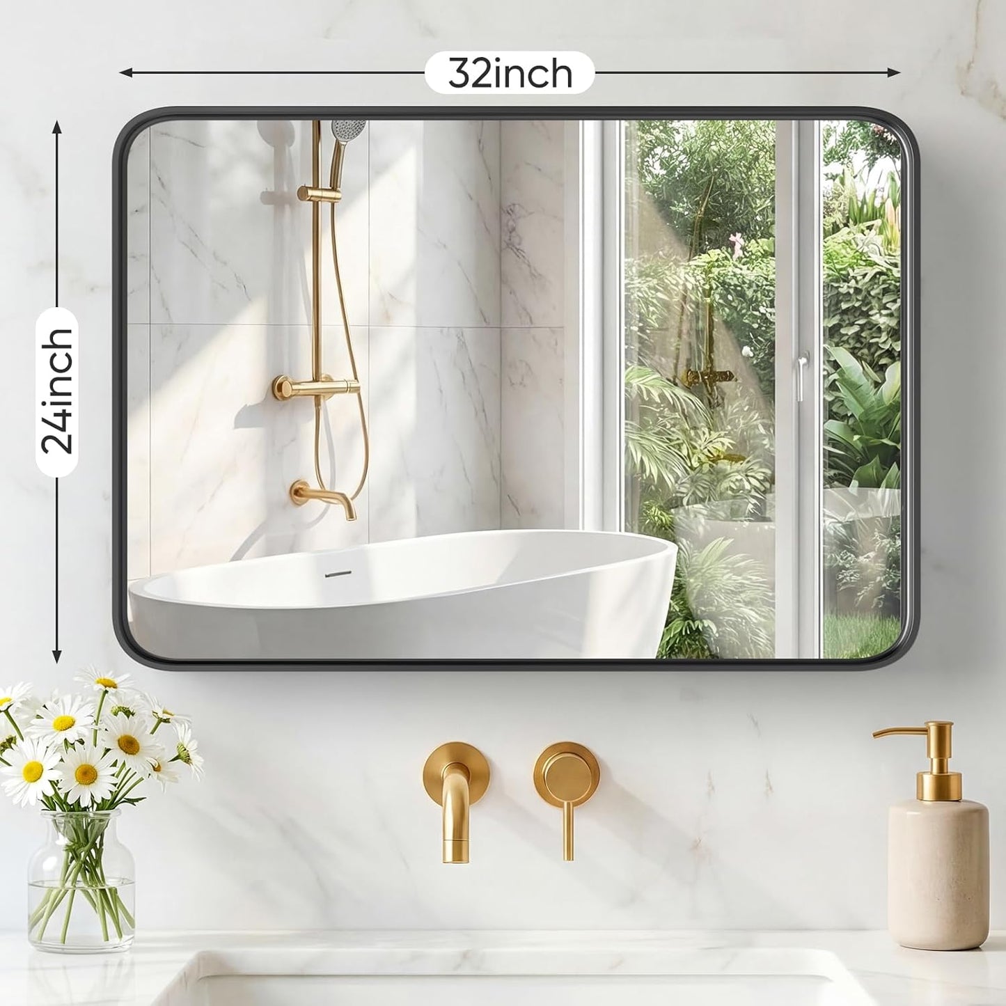 NEWBULIG Gold Round Wall Mirror 36 Inch, Bathroom Mirrors for Over Sink, Wall Decor for Bathroom, Entryway, Bedroom, Vanity