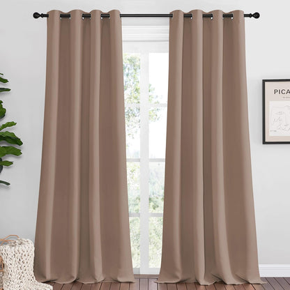 NICETOWN Halloween Pitch Black Solid Thermal Insulated Grommet Blackout Curtains/Drapes for Bedroom Window (2 Panels, 42 inches Wide by 63 inches Long, Black) - Colors D