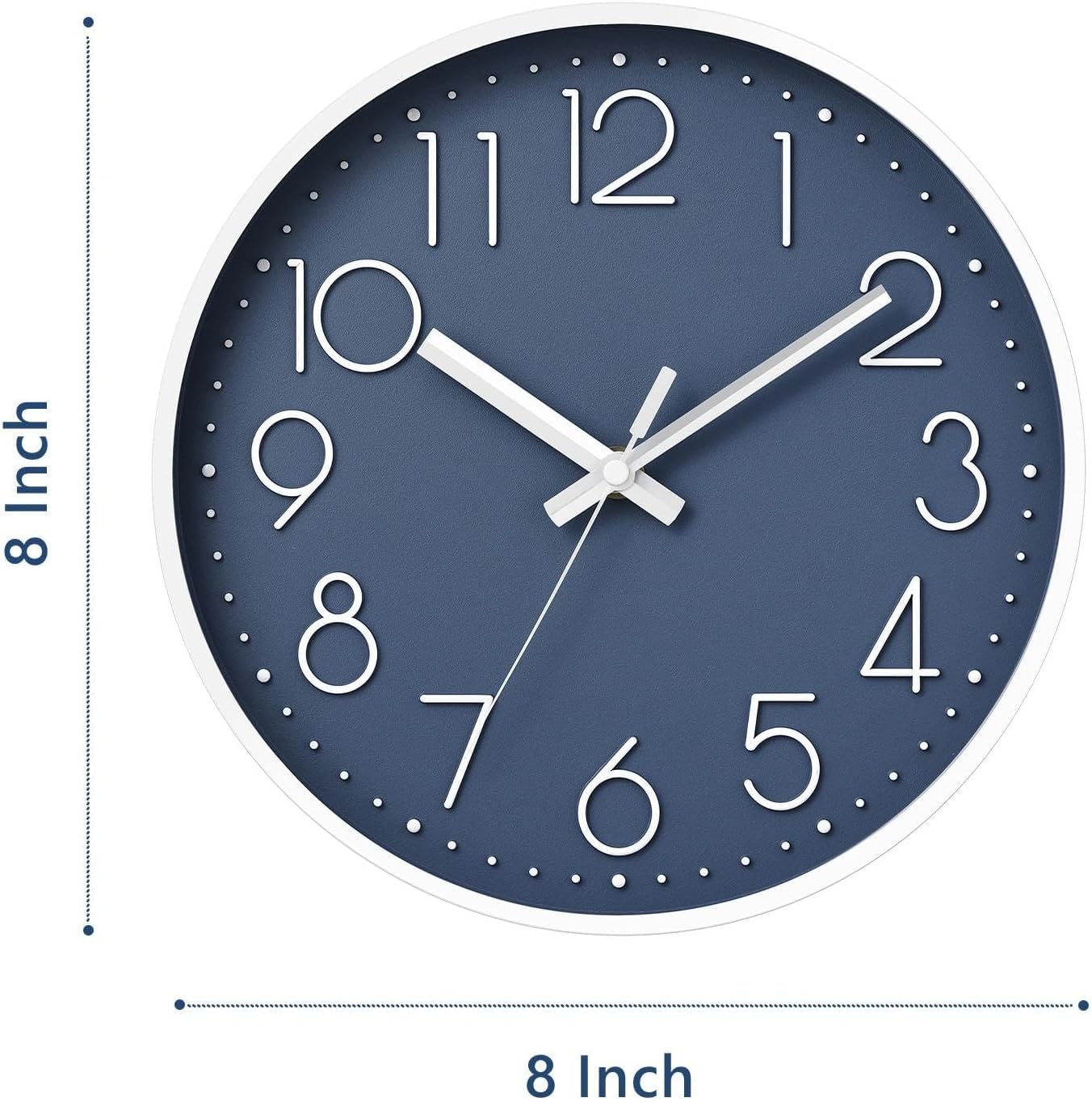 DAXSMY Wall Clock - 8 Inch Silent Non-Ticking Modern 3D Wall Clocks Battery Operated - Decorative Clock for Kitchen, Home Office, Bathroom, Bedroom(Rose Gold)
