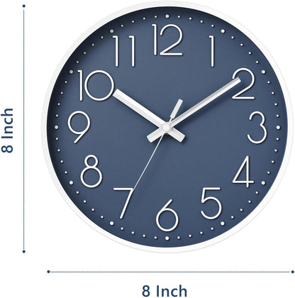 DAXSMY Wall Clock - 8 Inch Silent Non-Ticking Modern 3D Wall Clocks Battery Operated - Decorative Clock for Kitchen, Home Office, Bathroom, Bedroom(Rose Gold)