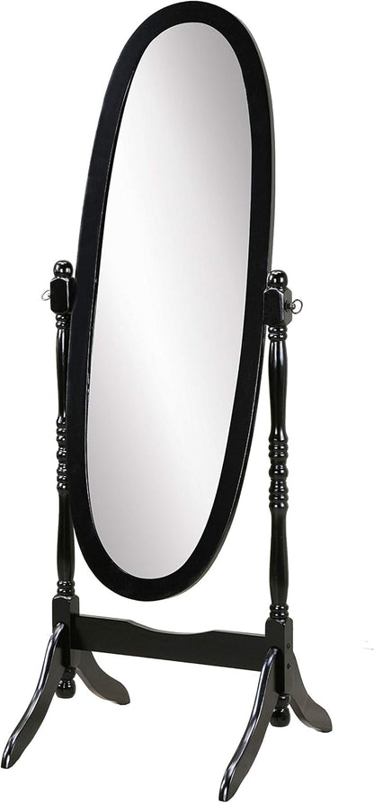Roundhill Furniture Traditional Queen Anna Style Wood Floor Cheval Mirror, Cherry Finish