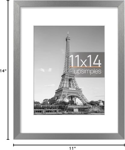 upsimples 8x10 Picture Frame, Display Pictures 5x7 with Mat or 8x10 Without Mat, Wall Hanging Photo Frame, Black, 1 Pack - Colors A