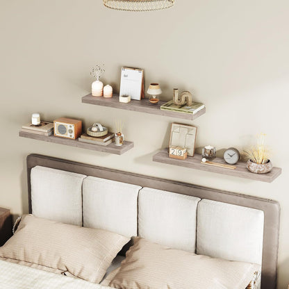 RALGEND Floating Shelves for Wall, 1.5" Thick Wall Shelf Set of 3 with Invisible Brackets, L31.5 x W7.9 Hanging Shelves Farmhouse Home Decor for Bathroom, Living Room, Bedroom, Rustic Brown 8301BJP3BF