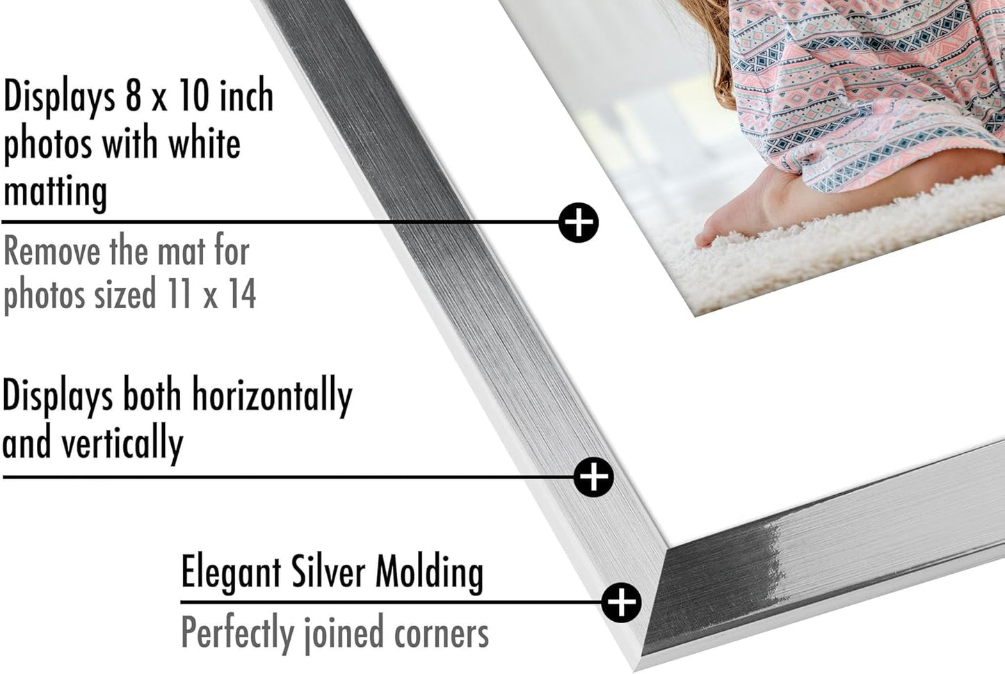 Americanflat 8x10 Picture Frame with Shatter-Resistant Glass - Use as 5x7 Frame with Mat or Display 8x10 Photo Without Mat - Signature Collection - Picture Frames for Tabletop and Wall Display - Black