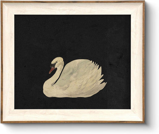 VIYYIEA Framed Wall Art for Living Room, Swan Art Canvas Prints, Vintage Home Decor, Animals Painting Picture, Bathroom Wall Decor Gifts for Friends or Family - 12L x 10W - Colors B