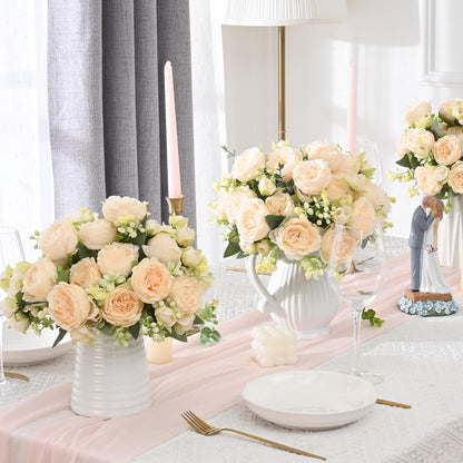 MARTINE MALL 2 Packs Peonies Artificial Flowers, Light Pink Artificial Peonies, Silk Peonies Flowers Fake Peonies Artificial Flowers Peonies Bouquet for Centerpiece Table Wedding Party Home Decor