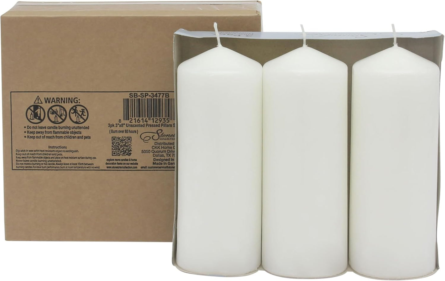 Stonebriar Unscented White Tall Pillar Candles, 65 Hour Burning Candle Pillars, Perfect for Decor, Weddings, Emergencies 3" X 6", 6 count